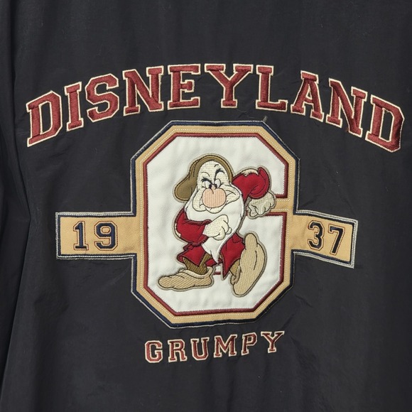 Vtg Disneyland Resort Grumpy Jacket Mens Large 1937 Black Fleece Lined Hooded - Picture 4 of 12